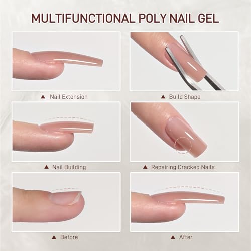 GAOY Crystal Poly Gel, 60g Nail Extension Enhancement Builder Gel, for Beginner & Professional Nail Art Salon DIY at Home, Nude 03