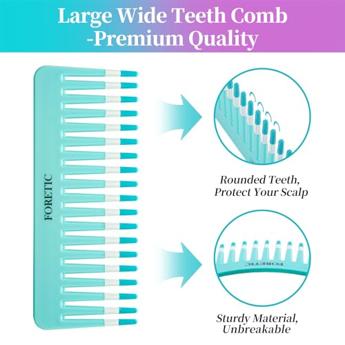 2-Pack Wide-Tooth Anti-Static Comb Set-6.1inch Handle-Free Design, Suitable for Curly, Wet & Dry Hair, Portable Travel Detangling Comb (Purple+Blue)