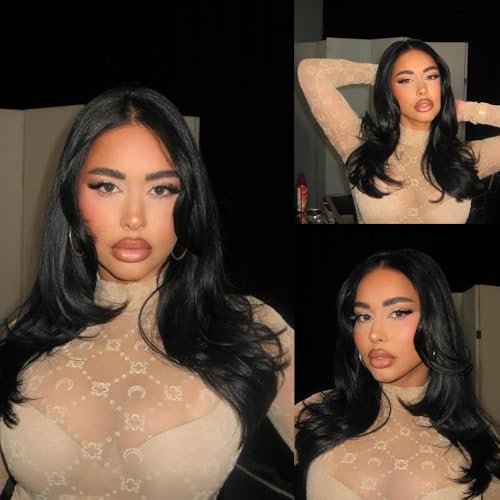 Bob Wig Human Hair 13x4 Body Wave Lace Front Wigs Human Hair 200% Density Human Hair Wigs for Black Women with Baby Hair (20 Inch, Natural Black)