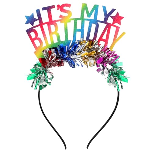 Birthday Girl Headband with Rainbow Bling, Birthday Crown for Women Girls, 21cm x 13cm, Hand Wash Only