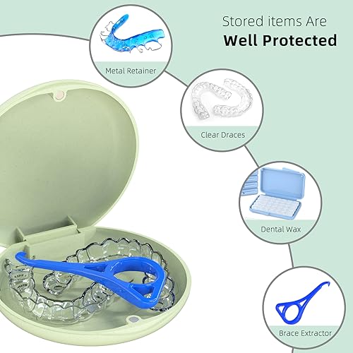 Retainer Case, Slim Aligner Case, Natural wheat straw material (Green)