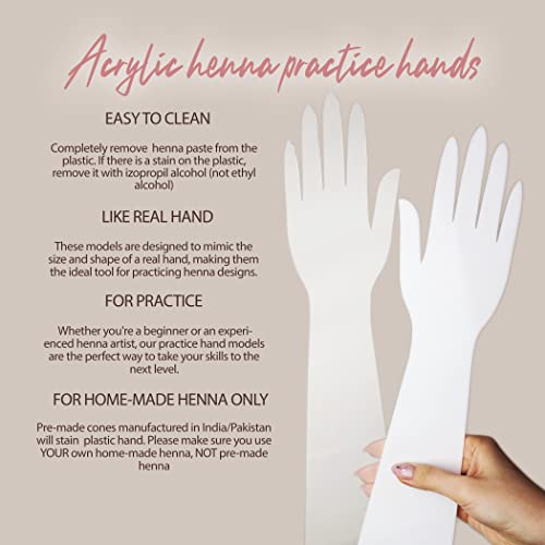 Reusable Henna Hand Acrylic Plastic Template for Homemade Henna, Mehendi Heena Beginner Kit Drawing Body Art Hena Temporary Tattoo Practice Mendi, CLEAR