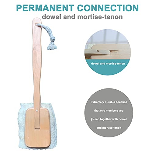 2 Pack Natural Exfoliating Loofah luffa loofa Bath Brush On a Stick - with Long Wooden Handle Back Brush for Men & Women - Shower Sponge Body Back Scrubber