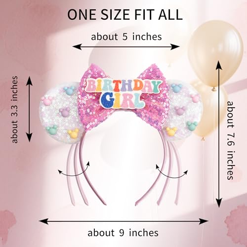 Mouse Ears for Women Birthday Girl Headband Sequin Ears Hair Accessories for Birthday Decorations Park Trips