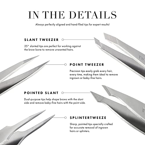 Tweezerman Exclusive Evening Blue Slant Tweezer - Hair Removal Tweezers, Stainless Steel
