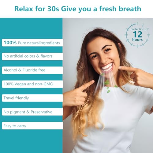 Mouthwash Travel Size - Portable Packets to Go, Alcohol & Fluoride Free Fresh Mint Mouthwash Strips for Superior Oral Hygiene,Disposable Packs (Pack of 20)