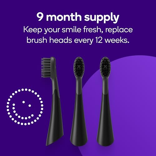BURST Replacement Heads for Curve Sonic Electric Toothbrush (3 Pack/Black)
