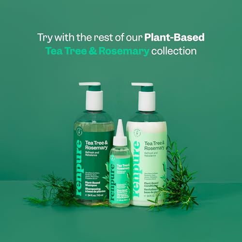 Renpure Tea Tree & Rosemary Scalp Serum, Plant-Based - Refreshing & Rebalancing - For Moisturized, Soft Hair - For Oily/Normal Hair- Tea Tree Leaf Oil, Rosemary Leaf Extract - 4 Fl Oz
