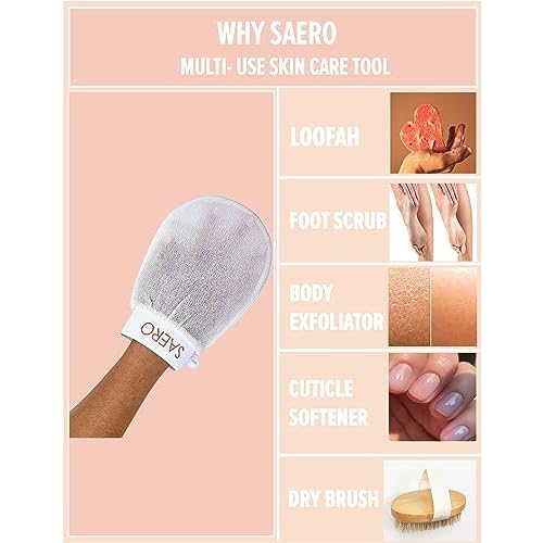SAERO Korean Exfoliating Mitt for Body ? Deep Scrub Glove for Dead Skin, Spray Tan Removal, Ingrown Hairs & KP ? Korean Spa-Style Viscose Peeling Towel for Shower or Bath ? 1 Count