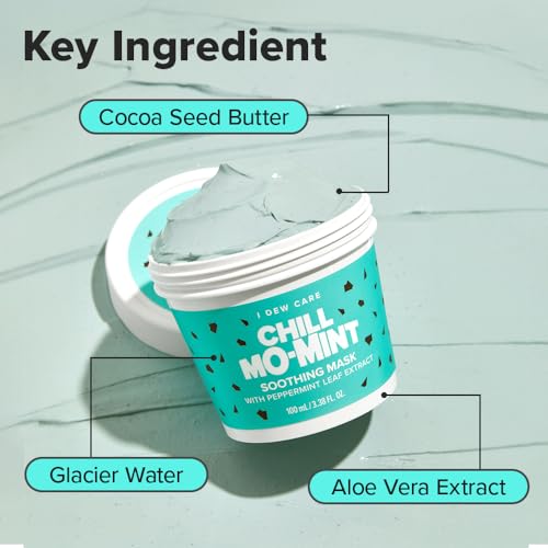 I DEW CARE Wash Off Face Mask - Chill Mo-Mint | Soothing Mask with Peppermint Leaf Extract, Korean Face Mask Skin Care for Face, 3.38 Oz
