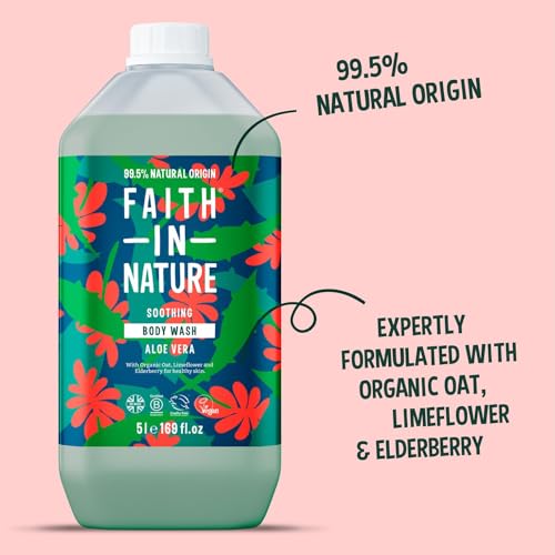 FAITH IN NATURE Natural Body Wash - Vegan & Cruelty Free, No SLS or Parabens - 169 fl oz Refill Pack, Aloe Vera