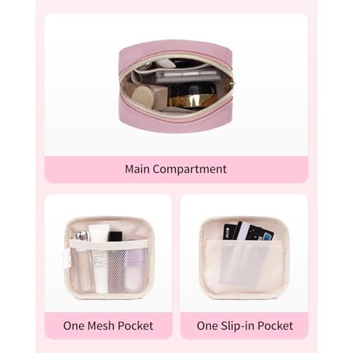 Wandering Nature Personalized Mini Initial Makeup Bag with Glitter Chenille Letter Patch, Small Preppy Makeup Bag with Slip-In Pockets, Ideal Gift for Valentine's Day Mother's Day (Patent Pending)