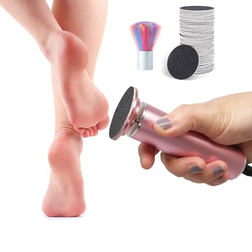 Electric Callus Remover for Feet Adjustable Speed, Powerful Foot Scrubber Electric Foot Callus Remover Heel File with 60PCS Sanding Discs Pedicure Tools for Feet Dead Skin Foot Grinder, Pink
