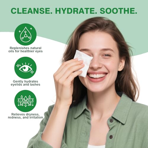 120PCS Tea Tree Oil Eyelid Wipes ? Individually Wrapped Eye Lid Cleaning Wipes£¬Soothing For Sensitive Eyes, Stay Hydrated Lid Wipe