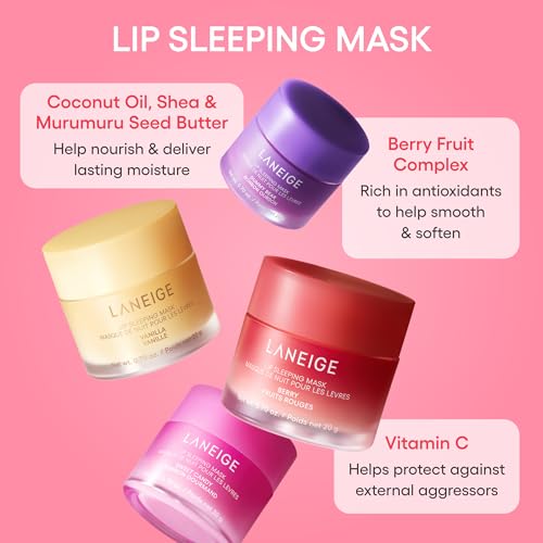 LANEIGE Plump & Hydrate Trio: Bouncy & Firm Travel-Sized Skincare Set with Eye, Face, & Lip Sleeping Masks for Glowing, Firm, & Hydrated Skin