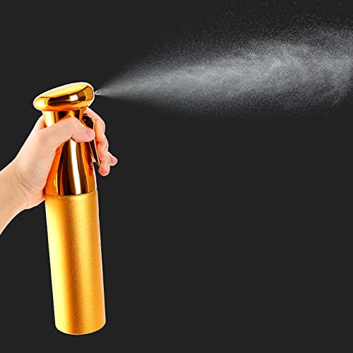 ZIBARBER Salon Style Hair Spray Misting Bottle, Fine Mist Continuous Spray Bottle，10 Oz Shiny Aerosol Free Water Mister for hairstyling,Cleaning Solutions Dispensing (Gold)