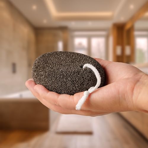 Extra Thick Pumice Stone for Feet and Hands ? Ergonomic, Durable Natural Foot File ? Gray, 3.9x2.8x1.6 in ? Ideal for Cracked Heel Treatment,Callus Remover for feet&Dead Skin Exfoliation
