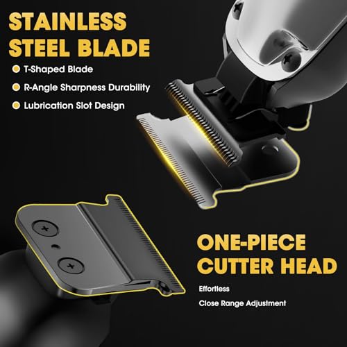 Hair Clippers for Men,4 in 1 Professional Hair Clippers T-Blade Trimmer Electric Foil Shaver Nose Hair Trimmer Set,Cordless Barber Hair Cutting Men¡¯s Grooming Kit LCD Display Gifts (Silver)
