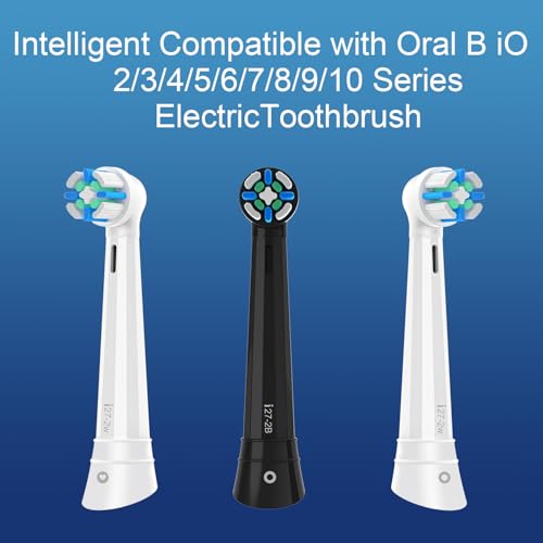 12 Pack Replacement Heads with Medium Soft Bristles Compatible with Oral b IO 2/3/4/5/6/7/8/9/10 Series Electric Toothbrush, IO Brush Heads Compatible with Oral b (Black/White)