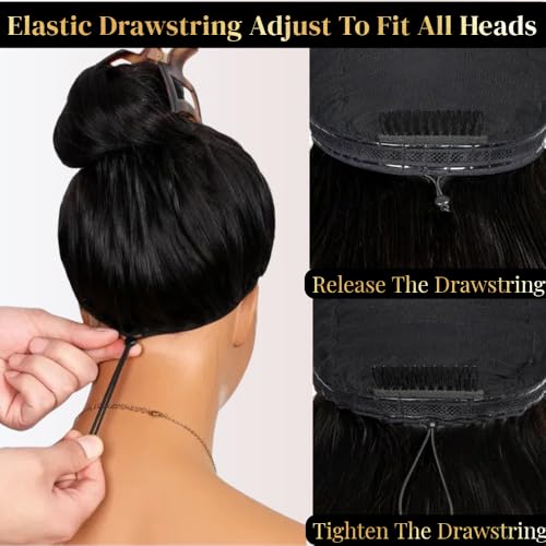 Miss Flower 13x6 Glueless Full Frontal Pull Go Wigs With Drawstring 250 Density Hidden Strap Snug Fit Ultra-thin Invisible Lace Wig Pre Plucked Pre Cut Lace 26Inch Straight Wigs Human Hair For Women
