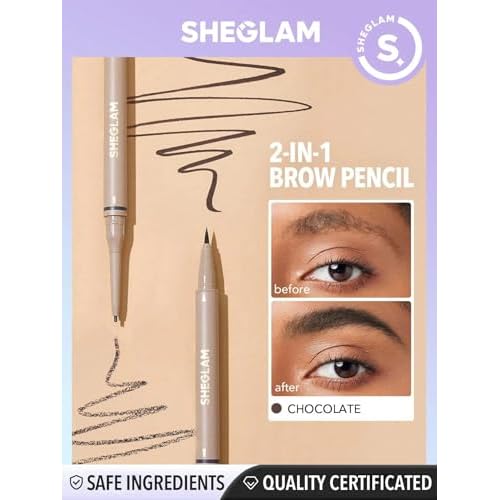 SHEGLAM Dual-Sided Eyebrow Pencils Cream Waterproof Long Lasting Eye brow Pen Makeup - Chocolate