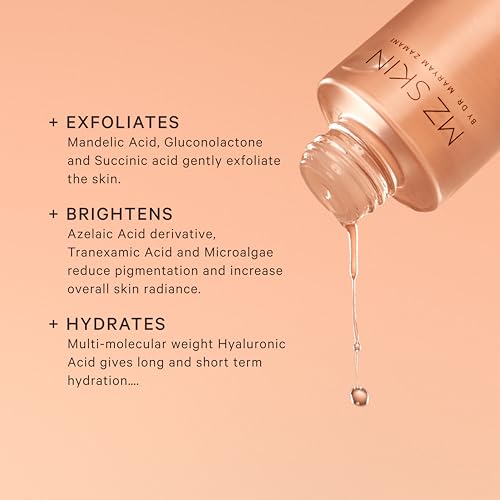 MZ SKIN Micro-Peeling Glow Essence 1.01 fl oz | 5% Azeloglicina, 3% Succinic & 2% Tranexamic Acid | Brightens, Clarifies & Smooths