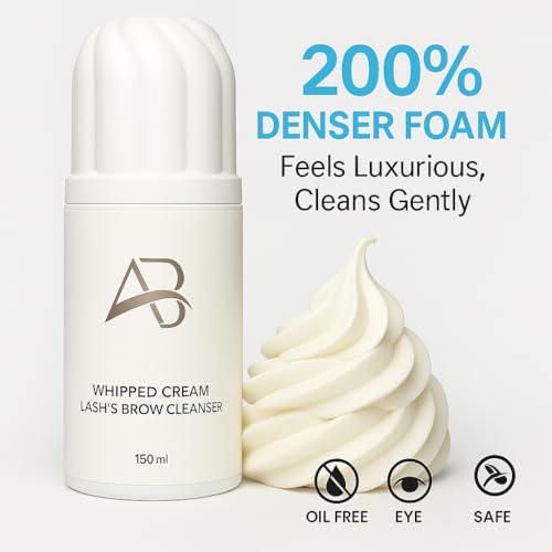 All in beauty Whipped Lash & Brow Shampoo Unscented ? Neutral pH | Gentle 135ml Foam Cleanser for Eyelash Extensions & Eyebrows | Professional Salon & Home Use | Safe Deep-Clean Long-Lasting