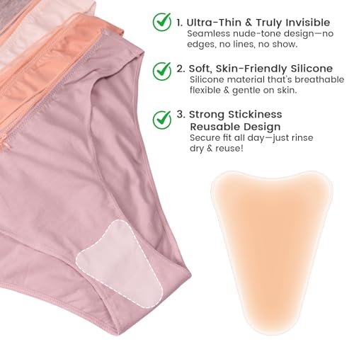 6Pcs Seamless Crotch Smoothing Pad for Leggings Swimsuits, Privacy Protection Insert Reusable Front Modesty Cover for Women