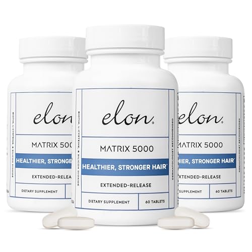 Elon Matrix 5000 - Biotin 5000mcg Vitamins for Hair Growth w/Extended Release - Promotes Healthy & Strong Hair - Pack of 3 (180 Day Supply)