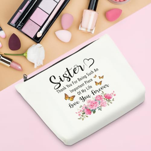 Sisters Gifts from Sister Makeup Bag Sister Mothers Day Birthday Gifts for Sisters Makeup Pouch Thank You for Being Such An Important Piece Cosmetic Bag