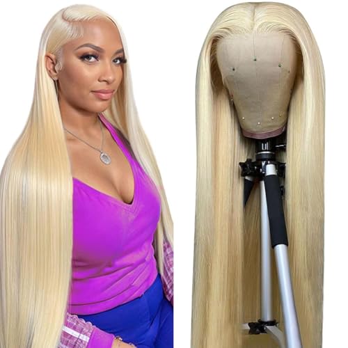 613 Lace Front Wig Human Hair 28 Inch Blonde Wig Human Hair Pre Plucked 180 Density 13x6 Straight HD Lace Frontal Wig Natural Hairline