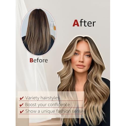 Clip in Hair Extensions Real Human Hair, 18 Inch 120g, Chocolate Brown To Dark Blonde Piano Color, Natural Straight Clip On Hair extensions 6pcs Per Set with 18 Clips Double drawn(#4P27,18'')