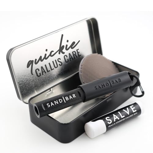 SandBar Callus Removal, Hand Callus Remover Salve Balm Stick for Working Hands, Lightweight Dead Skin Remover Tool Grit Surface, Knurled Handle, Magnetic Cap Hand File 4" - Black