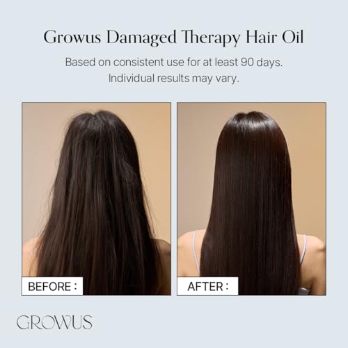 GROWUS Damage Therapy Hair Oil | Protein Botanical Oils Lightweight Non-Greasy | Adds Shine Heat UV Protection Frizz Control | K-Beauty Korean Hair Care (2.2 fl oz / 65ml)