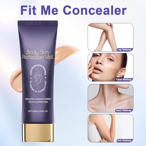 Body Concealer Cream 3.65 Fl Oz - Full Coverage for Skin Imperfections & Uneven Tone - Lightweight Natural Finish - Daily Moisturizing Face & Body Makeup with Centella Asiatica (Natural Radiance)