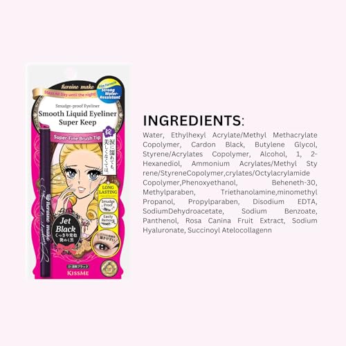 Heroine Make by KISSME Waterproof Eyeliner with Ultra-Fine 0.1mm Tip, Liquid Eyeliner Pen for Sensitive Skin, Cat Eye Liner for Long Lasting Wear, Made in Japan, Jet Black, 3 EA, SMOOTH