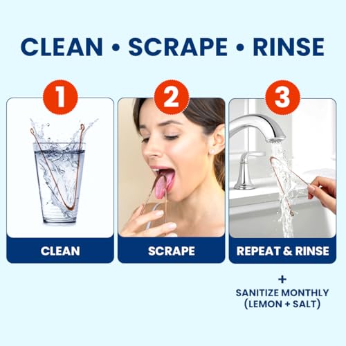100% Pure Copper Tongue Scraper ? Limpiador de Lengua Raspador for Adults & Kids | Metal Tongue Cleaner for Fresh Breath | Reusable Ayurvedic Tongue Scraper | Tongue Cleaning Tool (6 Pack, USA Seller)