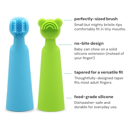 oogiebear Baby Finger Brush & Tongue Scraper - Gentle Oral Care, Soft Silicone, BPA-Free, for Infants & Toddlers