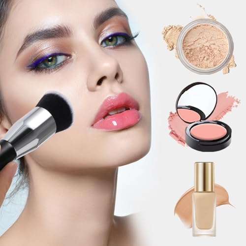 Foundation Brush with Hole,Professional Korean Makeup Brush Flat Makeup Brush for Liquid Cream Foundation or Flawless Powder Cosmetics(Black)