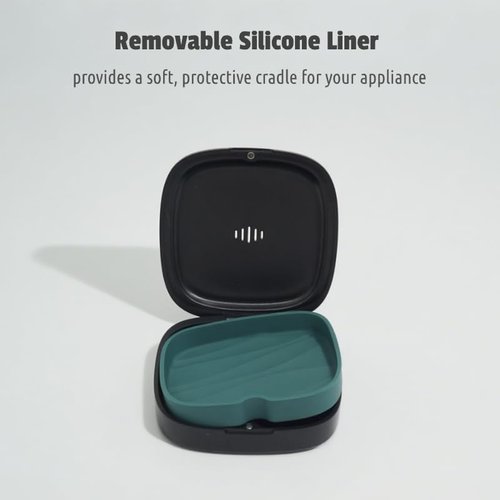 Maobuli Slim Aligner Holder, Thin Retainer Case with Vent Holes, Portable Low-profile Night Guard Box (Black Green)