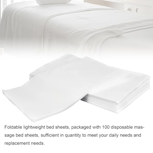 100 Pack 31" x 71" Disposable Non-Woven Massage Table Bed Covers - 2-Ply Waterproof Spa Sheets for Facial, Tattoo & Waxing.