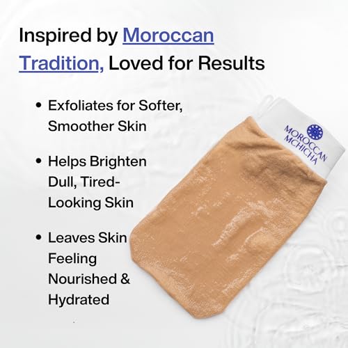 Kessa Exfoliating Glove for Shower, Dead Skin and Self Tan Remover for Body, Kessa Glove for Use with Moroccan Black Soap
