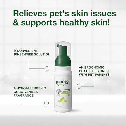 Douxo S3 Seb Mousse, Contains 0.5% Ophytrium, Odor Control & Seboregulating, For Oily to Flaky Skin, Seborrhea, For Dogs and Cats, 5.1 fl. oz. (150mL)