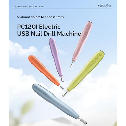 MelodySusie Pen-Shaped Portable USB Nail Drill, PC120I 20000RPM Electric Nail File with Compact Design for All Nail Care, Manicure Polishing, Shaping & Gel Removal at Home for Beginners