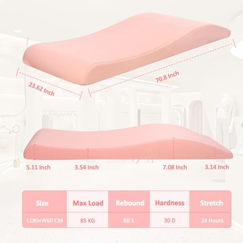 Lash Bed Foam Topper, Ergonomic Curvy Eyelash Mattress Topper for Massage Table, Beauty Salon Massage Table Padding Topper, 30D Esthetician Bed Cushion with Removable Cover (Black-60 cm)