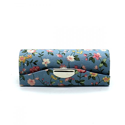 SenseYo 4 Pcs Ladies Floral Lipstick Case Holder with Mirror, Cosmetic Storage Kit Makeup Travel Cases Organizer Bag for Purse