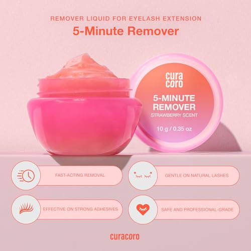 CURACORO Lash Gel Remover for Professional Eyelash Extensions 10g - Dissolves Powerful Eyelash Extension Glue - Low Irritation Cream for Sensitive Skin (Strawberry Scent)