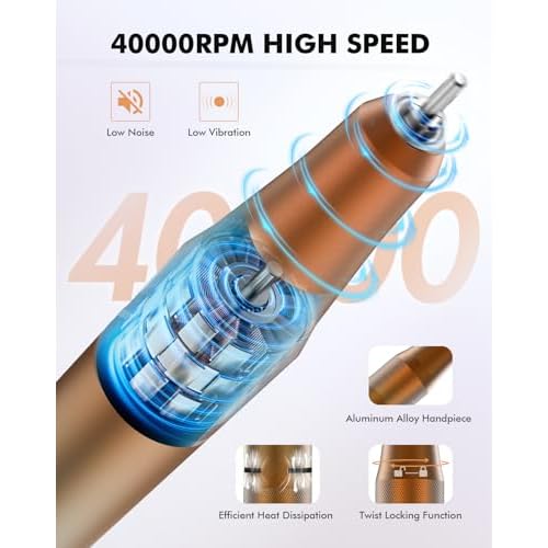 Nail Drill 40000RPM - Rechargeable Nail File with Bits, Professional E-Filer for Acrylic Nails, Gel Polishing, Manicure & Pedicure E File with Large HD LCD Screen - M96 Orange