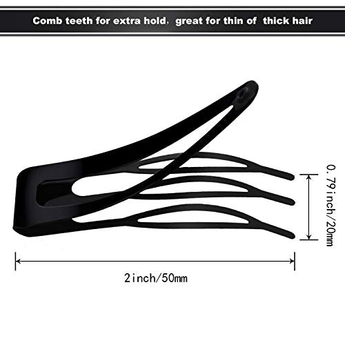 Chinco 24 Pcs Double Grip Hair Clips Metal Snap Clips Women Barrettes for Hair Making, Salon Supplies(Black,2 Inch)