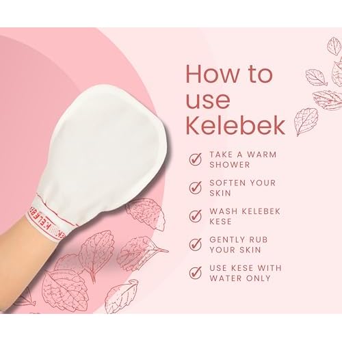 Kelebek Premium Natural Exfoliating Gloves, Turkish Hammam Kese, Original Exfoliating Mitt, Body Scrub for Men and Women